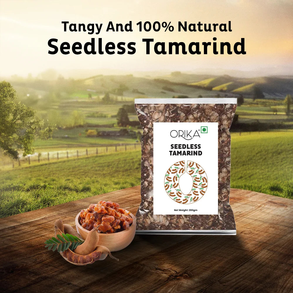Orika Seedless Tamarind - Seedless Imli 200 Gms - Orika Spices India