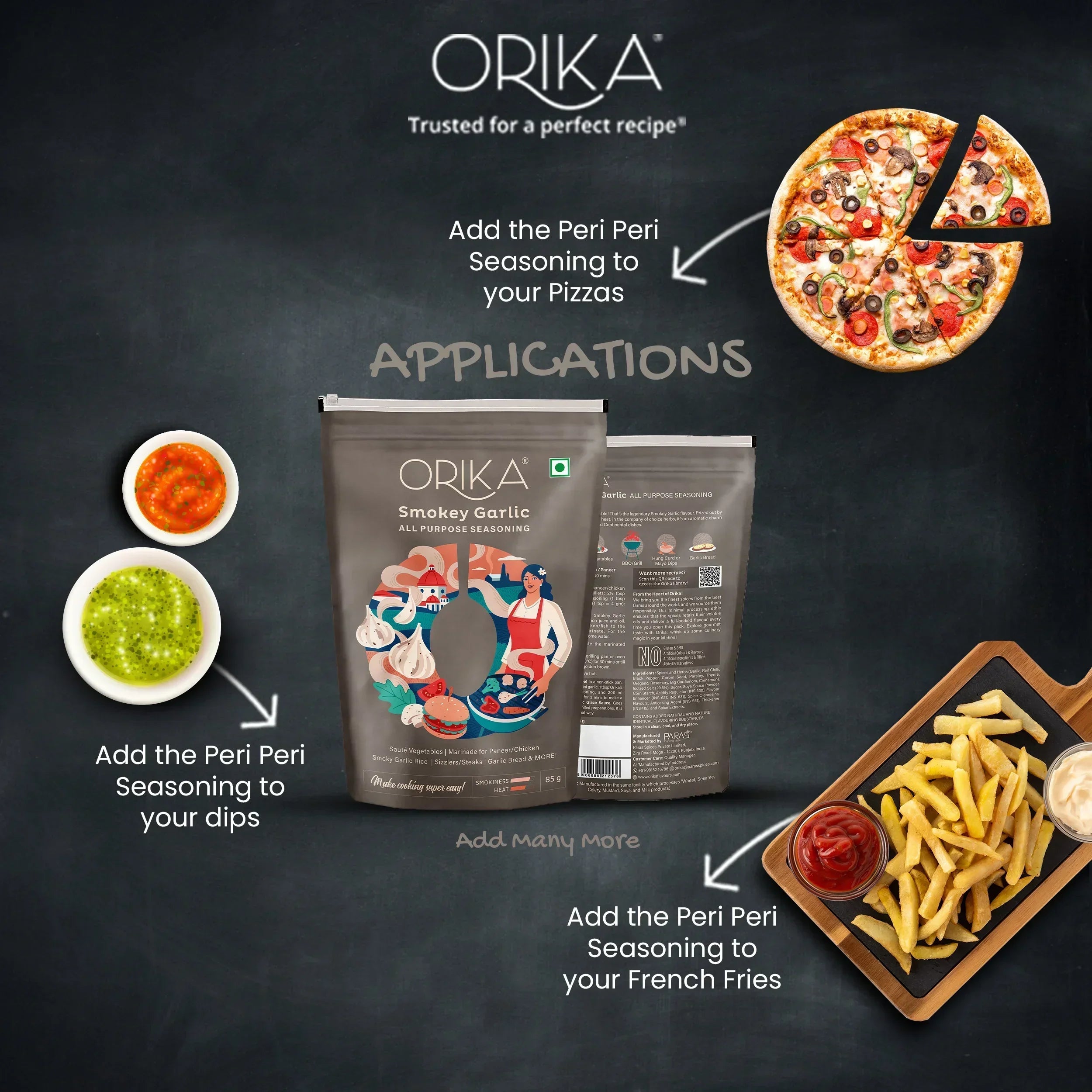 Orika Smokey Garlic All Purpose Seasoning, Pack of 2, 85g/each - Orika Spices India