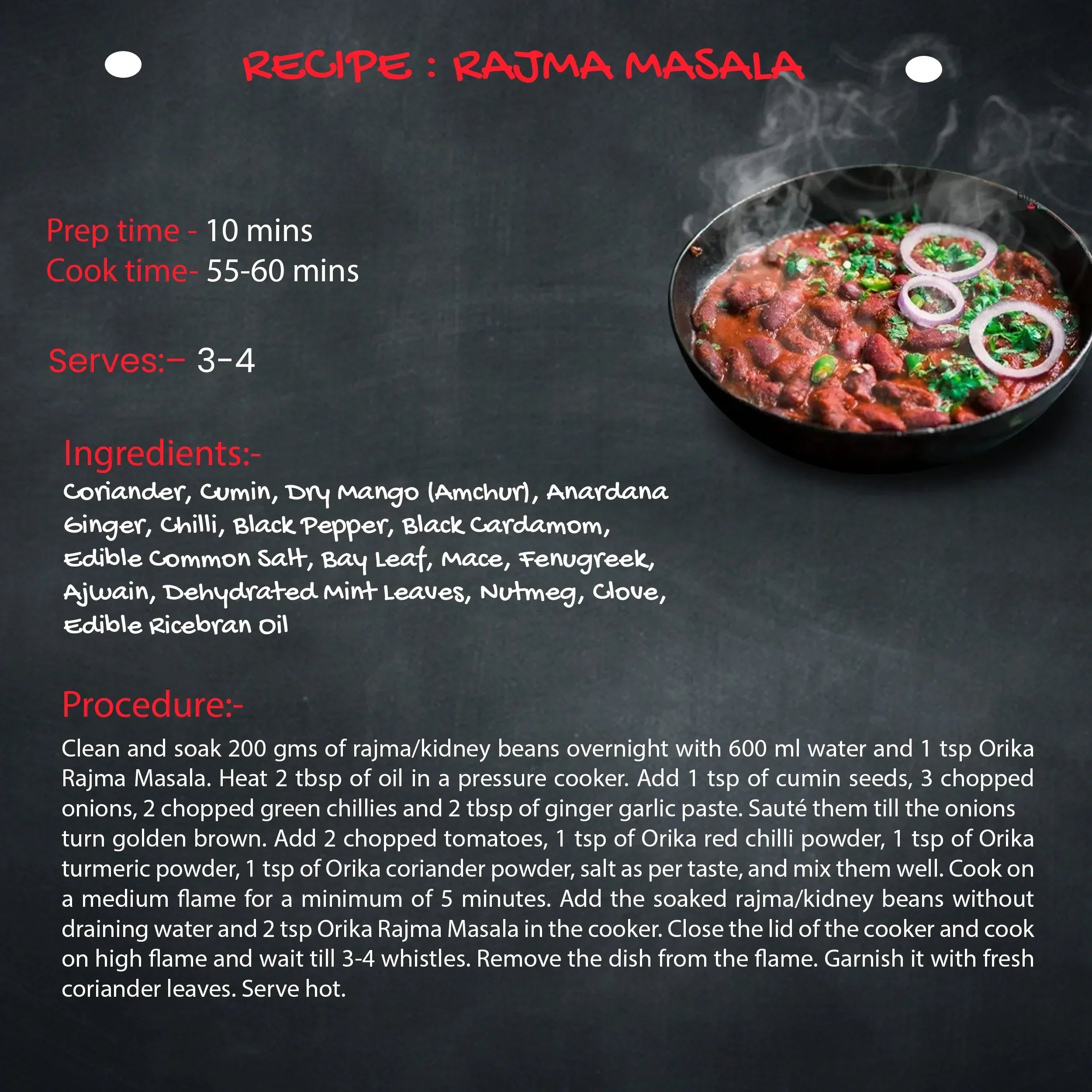 Rajma Masala, 100gm - Orika Spices India