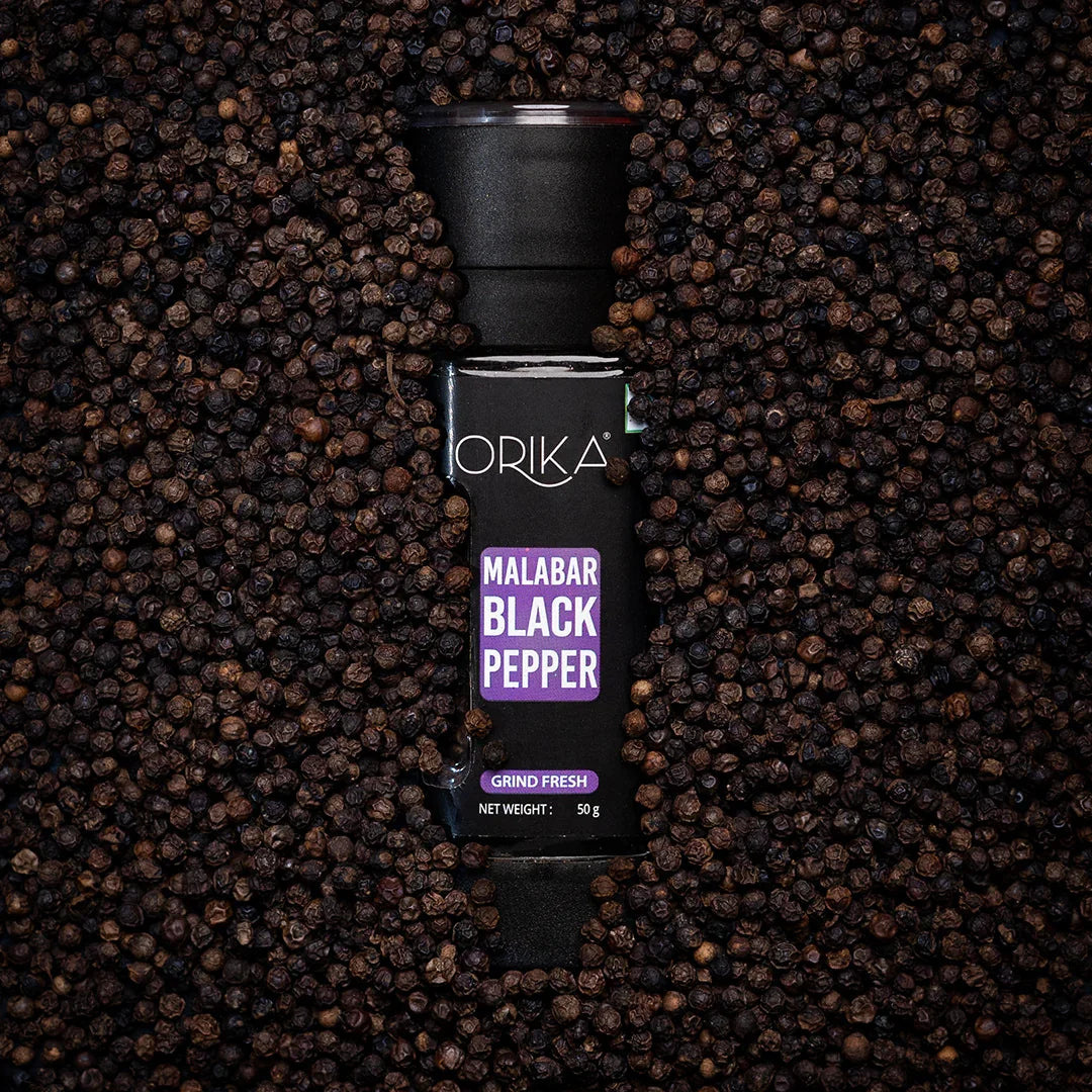Sea Salt 100g, Pink Salt 100g & Black Pepper 50g,Table Grinder Combo - Orika Spices India