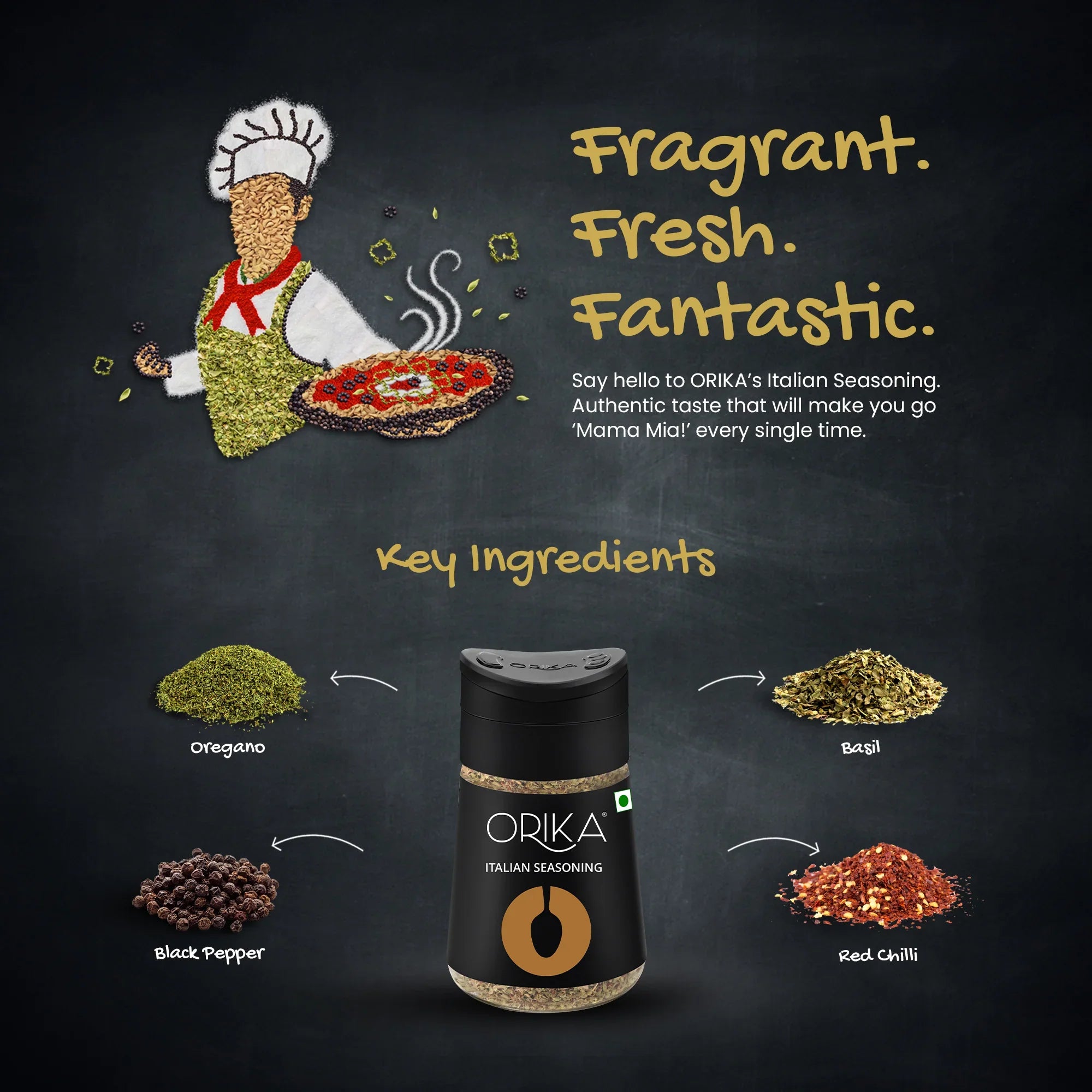 Table Sprinkler Combo 3 (Italian Seasoning 75g + Red Chilli Flakes 50g) (Pack of 2) - Orika Spices India