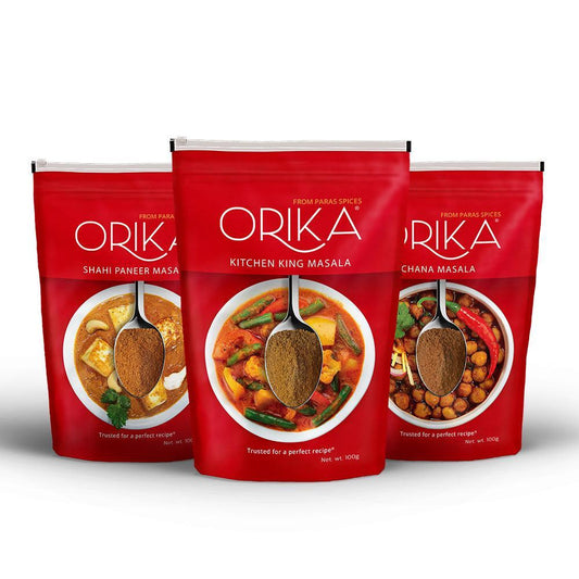 Orika Paneer-Chana Combo (Shahi Paneer Masala, Chana Masala, Kitchen King Masala) (Pack of 3, 100gms each) - Orika Spices India