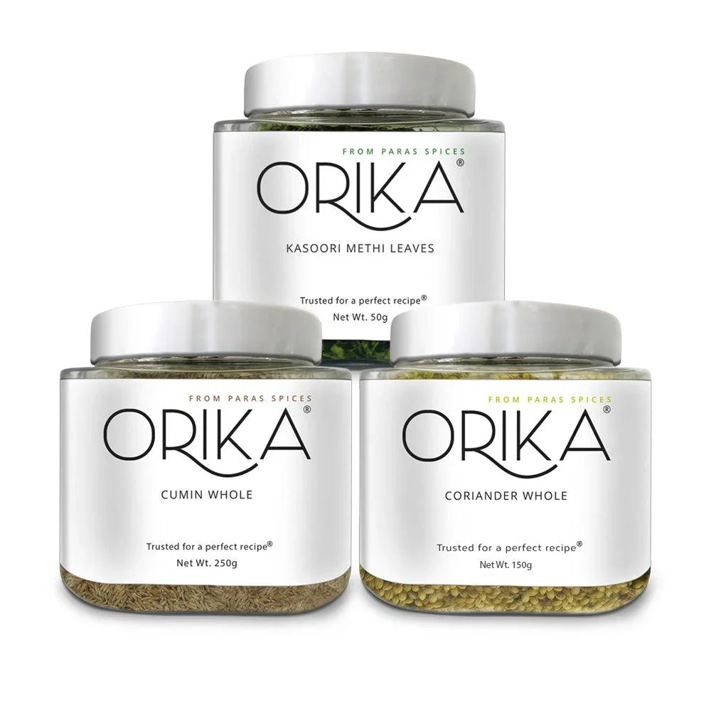 Whole Spices Combo (Cumin Whole, Coriander whole, Kasoori Methi Whole) - Orika Spices India
